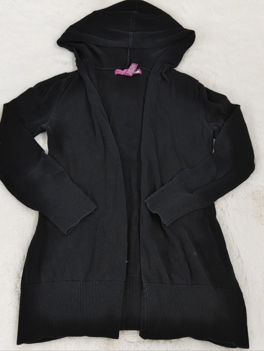 Epic Threads Hooded Open-Front Cardigan M(8-10) Black